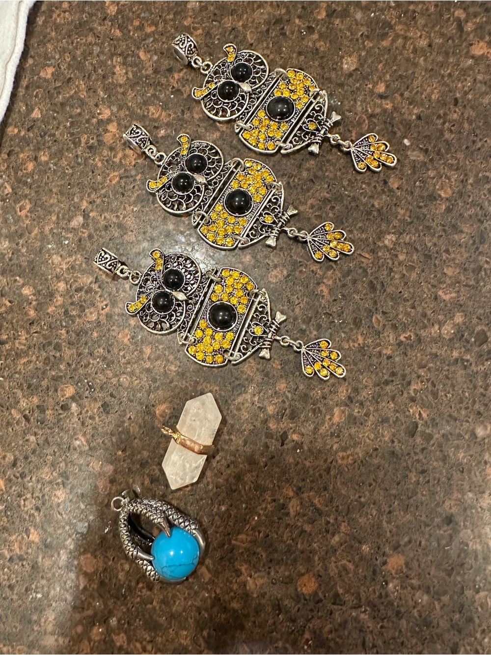 Yellow Crystal Owl Pendant Necklace - Women Jewelry